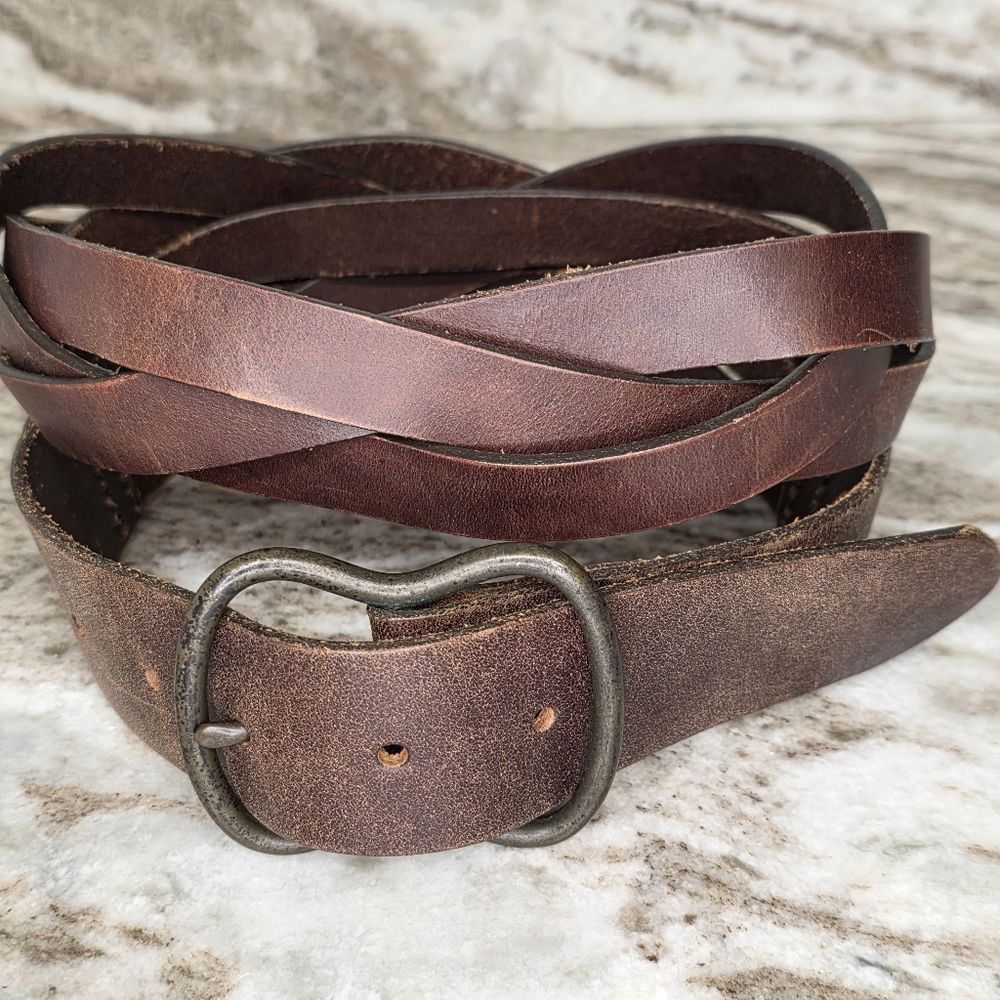 Gap Brown Leather Braided Belt Size L